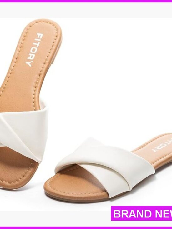 Shoes - Fashion Slides Flat Sandals Soft Leather Slippers Summer Casual Chic Comfort